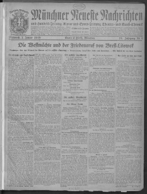 Münchner neueste Nachrichten Mittwoch 2. Januar 1918