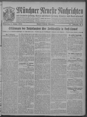 Münchner neueste Nachrichten Samstag 5. Januar 1918