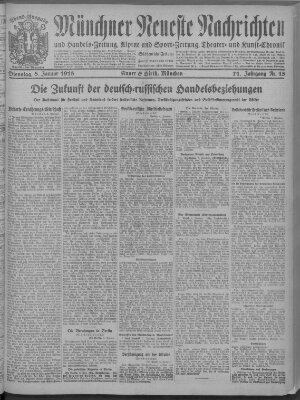 Münchner neueste Nachrichten Dienstag 8. Januar 1918