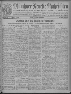 Münchner neueste Nachrichten Samstag 12. Januar 1918