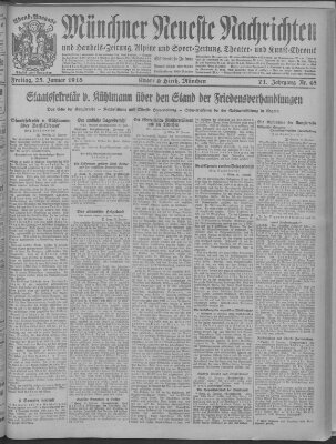 Münchner neueste Nachrichten Freitag 25. Januar 1918