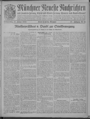 Münchner neueste Nachrichten Donnerstag 31. Januar 1918