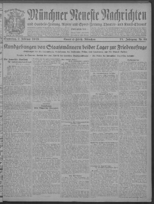 Münchner neueste Nachrichten Samstag 2. Februar 1918