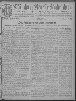 Münchner neueste Nachrichten Sonntag 3. Februar 1918