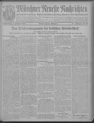 Münchner neueste Nachrichten Donnerstag 7. Februar 1918