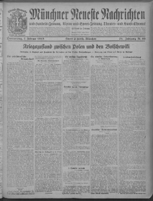 Münchner neueste Nachrichten Donnerstag 7. Februar 1918