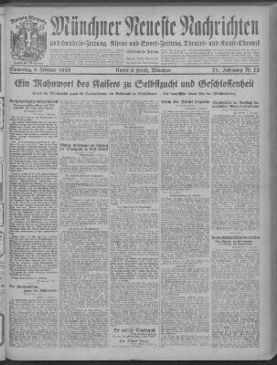 Münchner neueste Nachrichten Samstag 9. Februar 1918