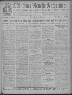 Münchner neueste Nachrichten Dienstag 12. Februar 1918