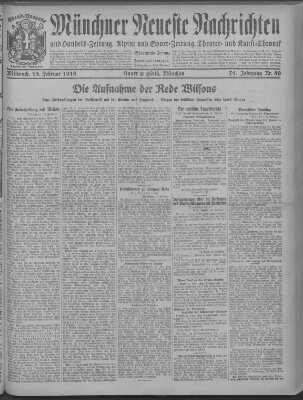 Münchner neueste Nachrichten Mittwoch 13. Februar 1918