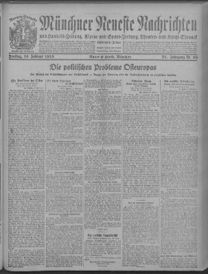 Münchner neueste Nachrichten Freitag 15. Februar 1918