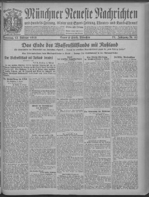 Münchner neueste Nachrichten Sonntag 17. Februar 1918