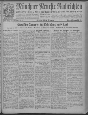 Münchner neueste Nachrichten Dienstag 19. Februar 1918