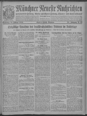 Münchner neueste Nachrichten Samstag 23. Februar 1918