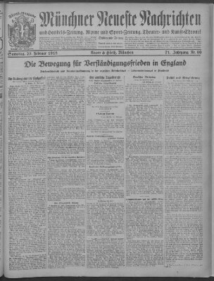 Münchner neueste Nachrichten Samstag 23. Februar 1918