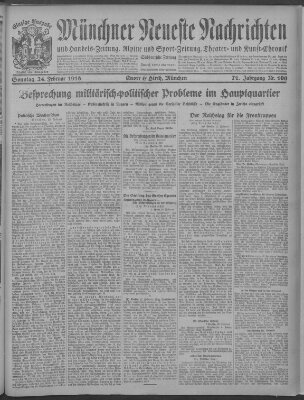 Münchner neueste Nachrichten Sonntag 24. Februar 1918