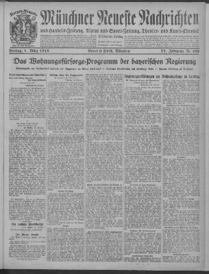 Münchner neueste Nachrichten Freitag 1. März 1918