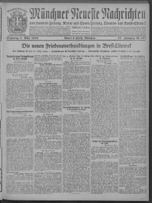 Münchner neueste Nachrichten Samstag 2. März 1918