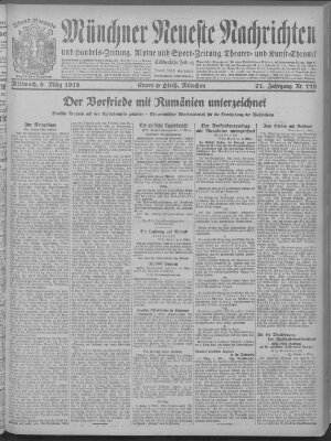 Münchner neueste Nachrichten Mittwoch 6. März 1918