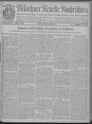 Münchner neueste Nachrichten Donnerstag 7. März 1918