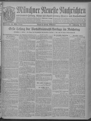 Münchner neueste Nachrichten Mittwoch 13. März 1918