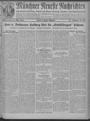 Münchner neueste Nachrichten Donnerstag 14. März 1918