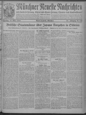 Münchner neueste Nachrichten Freitag 15. März 1918