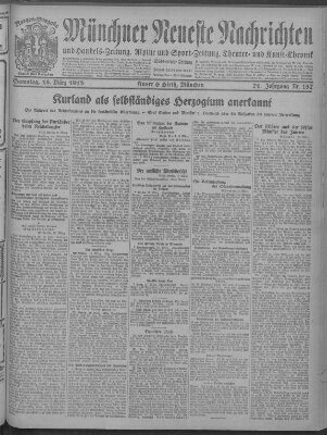 Münchner neueste Nachrichten Samstag 16. März 1918