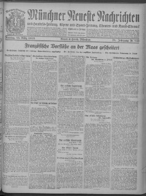 Münchner neueste Nachrichten Montag 18. März 1918