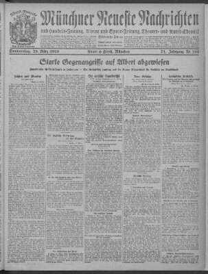 Münchner neueste Nachrichten Donnerstag 28. März 1918