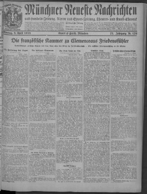 Münchner neueste Nachrichten Montag 8. April 1918