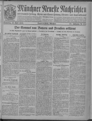 Münchner neueste Nachrichten Samstag 27. April 1918