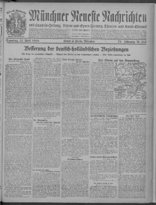 Münchner neueste Nachrichten Samstag 27. April 1918