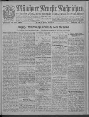 Münchner neueste Nachrichten Dienstag 30. April 1918