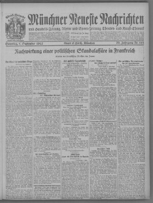 Münchner neueste Nachrichten Samstag 1. September 1917