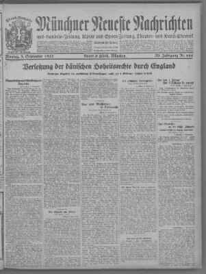 Münchner neueste Nachrichten Montag 3. September 1917