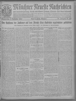 Münchner neueste Nachrichten Donnerstag 6. September 1917