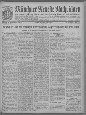 Münchner neueste Nachrichten Freitag 7. September 1917