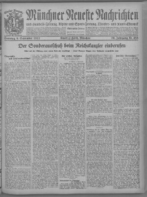 Münchner neueste Nachrichten Sonntag 9. September 1917