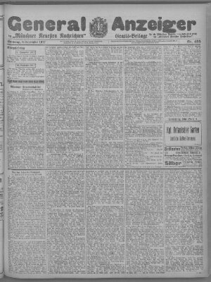 Münchner neueste Nachrichten Sonntag 9. September 1917