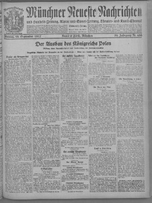 Münchner neueste Nachrichten Montag 10. September 1917