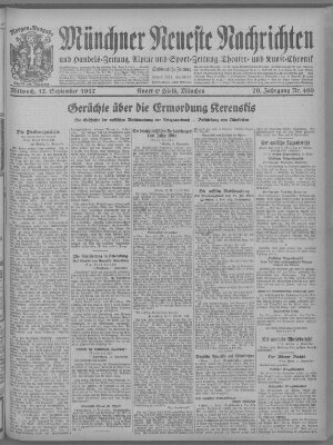 Münchner neueste Nachrichten Mittwoch 12. September 1917