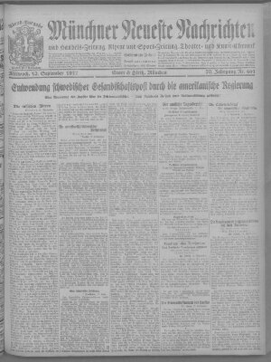 Münchner neueste Nachrichten Mittwoch 12. September 1917