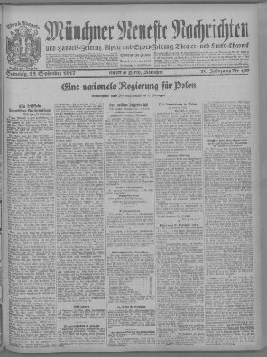 Münchner neueste Nachrichten Samstag 15. September 1917