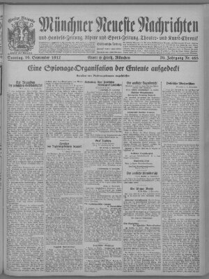 Münchner neueste Nachrichten Sonntag 16. September 1917