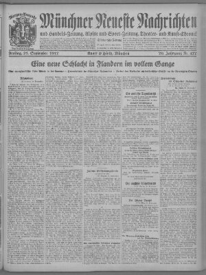 Münchner neueste Nachrichten Freitag 21. September 1917