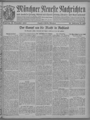 Münchner neueste Nachrichten Samstag 22. September 1917