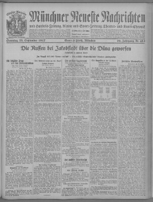 Münchner neueste Nachrichten Sonntag 23. September 1917