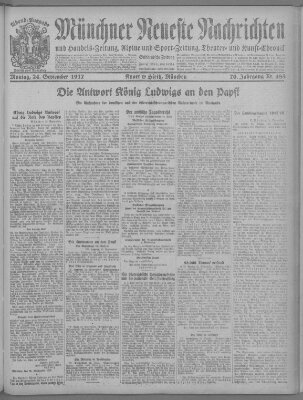 Münchner neueste Nachrichten Montag 24. September 1917