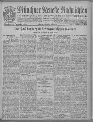 Münchner neueste Nachrichten Dienstag 25. September 1917