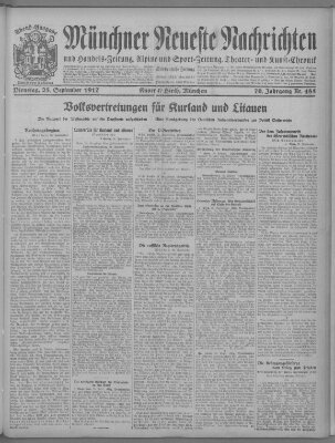 Münchner neueste Nachrichten Dienstag 25. September 1917